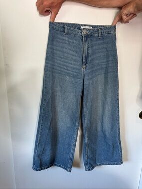 Bershka Light Blue Denim Culotte Jeans